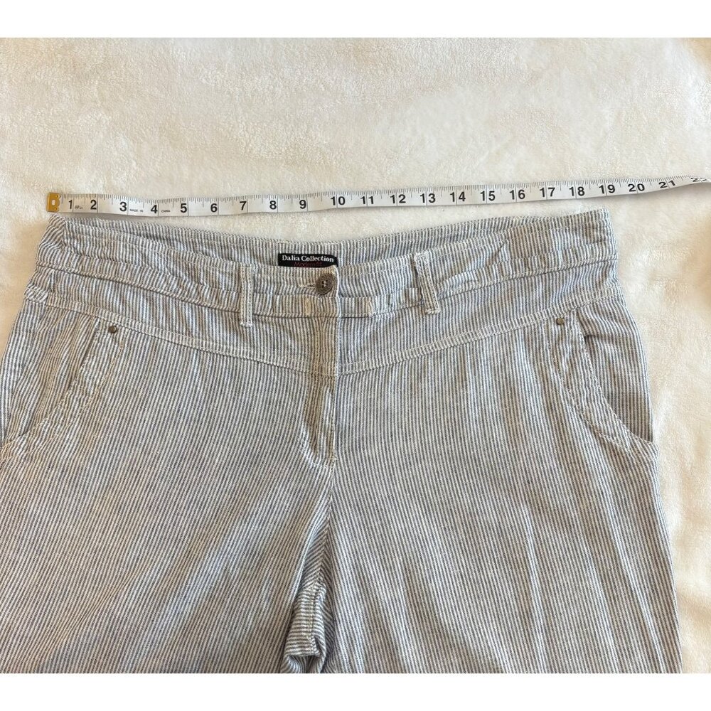 Dalia Collection Modern Fit Womens Striped Linen-Blend Pants Size14 Gray & White - Picture 5 of 7